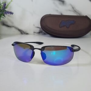 Maui Jim Ho'okipa Black Frame with Blue Lens Sunglasses MJ-407